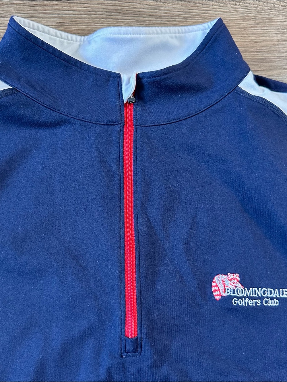FootJoy Navy Blue 1/4 Zip Performance Pullover Men XL Bloomingdale Golfers Club